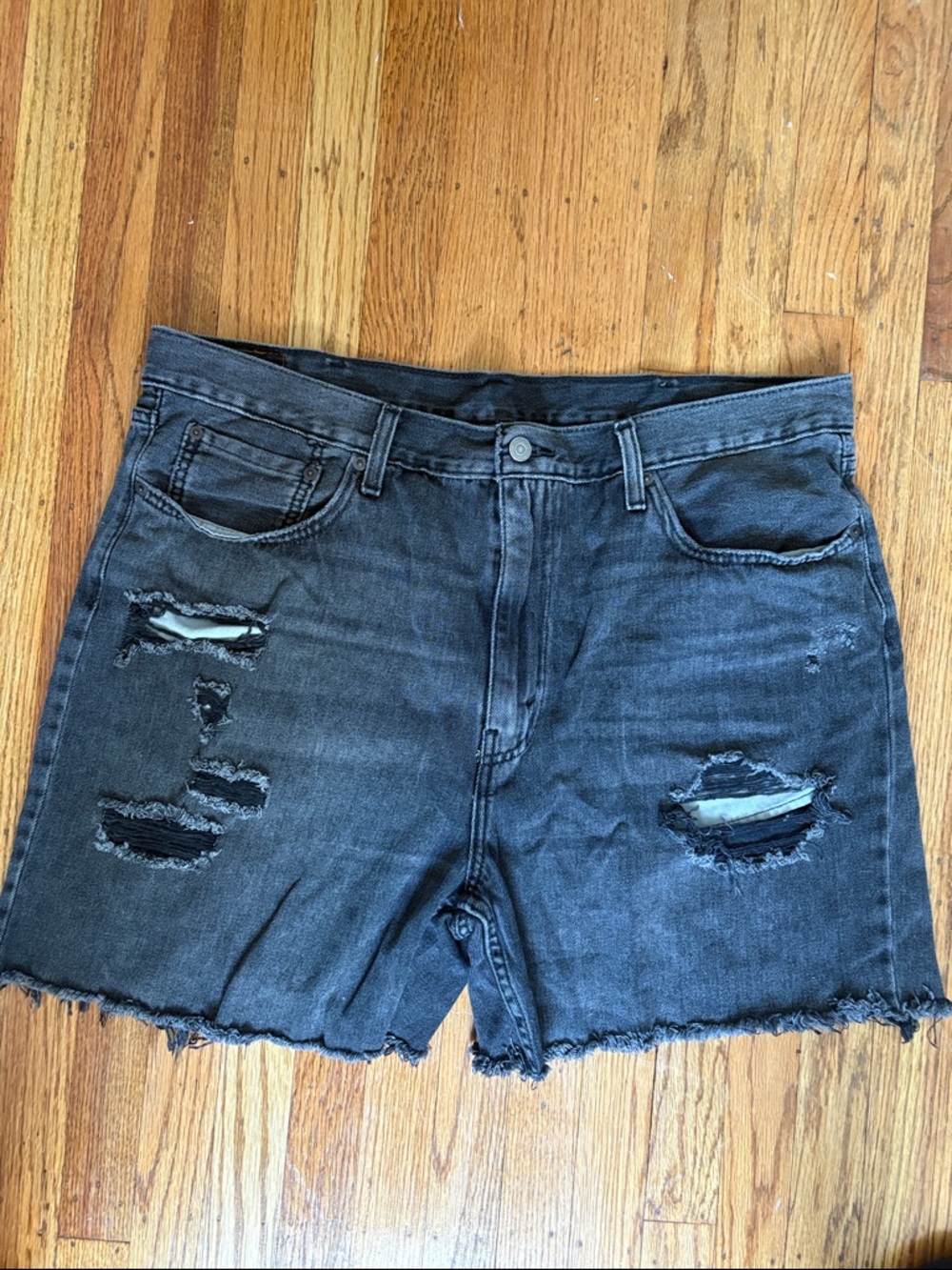 Levi Strauss & Co - Men's Distressed Black Denim Cutoff Shorts